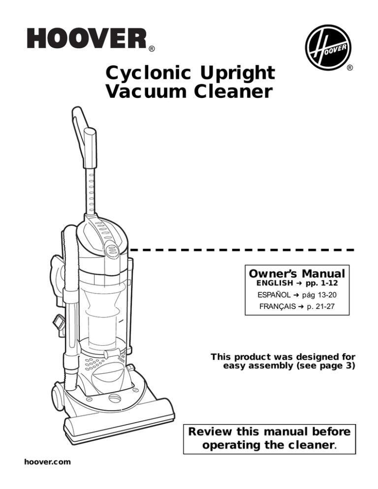 Hoover U5180950 User manual Manualzz