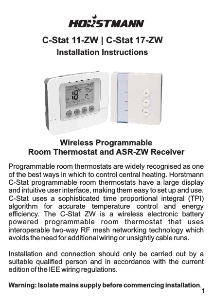 Horstmann C-Stat ZW, C-Stat 11-ZW, C-Stat 17-ZW Installation guide
