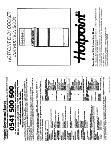 Hotpoint Eh31 User S Manual Manualzz