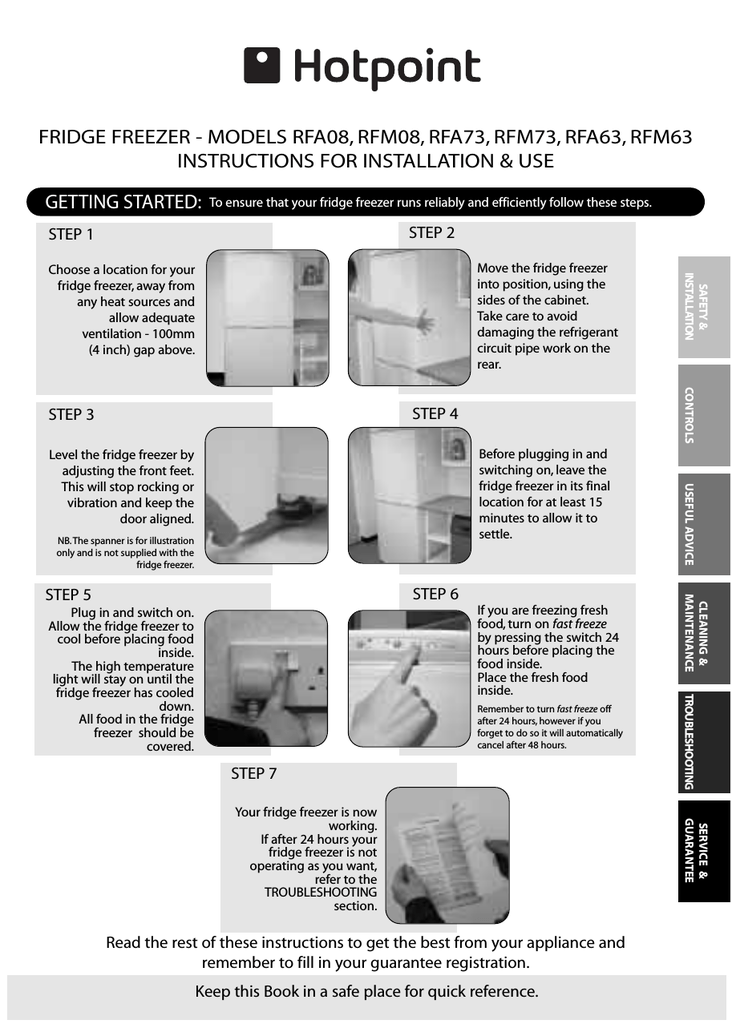 Hotpoint Rfa73 Rfa08 Rfa63 Rfm73 Rfm08 Rfm63 User Manual Manualzz