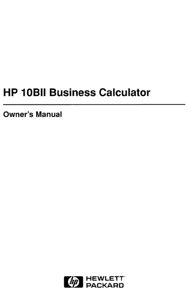 Hp Calculator 10bii User S Manual Manualzz