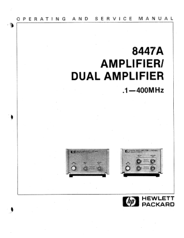 HP 8447A AMPLIFIER  Operating  & Service Manual 