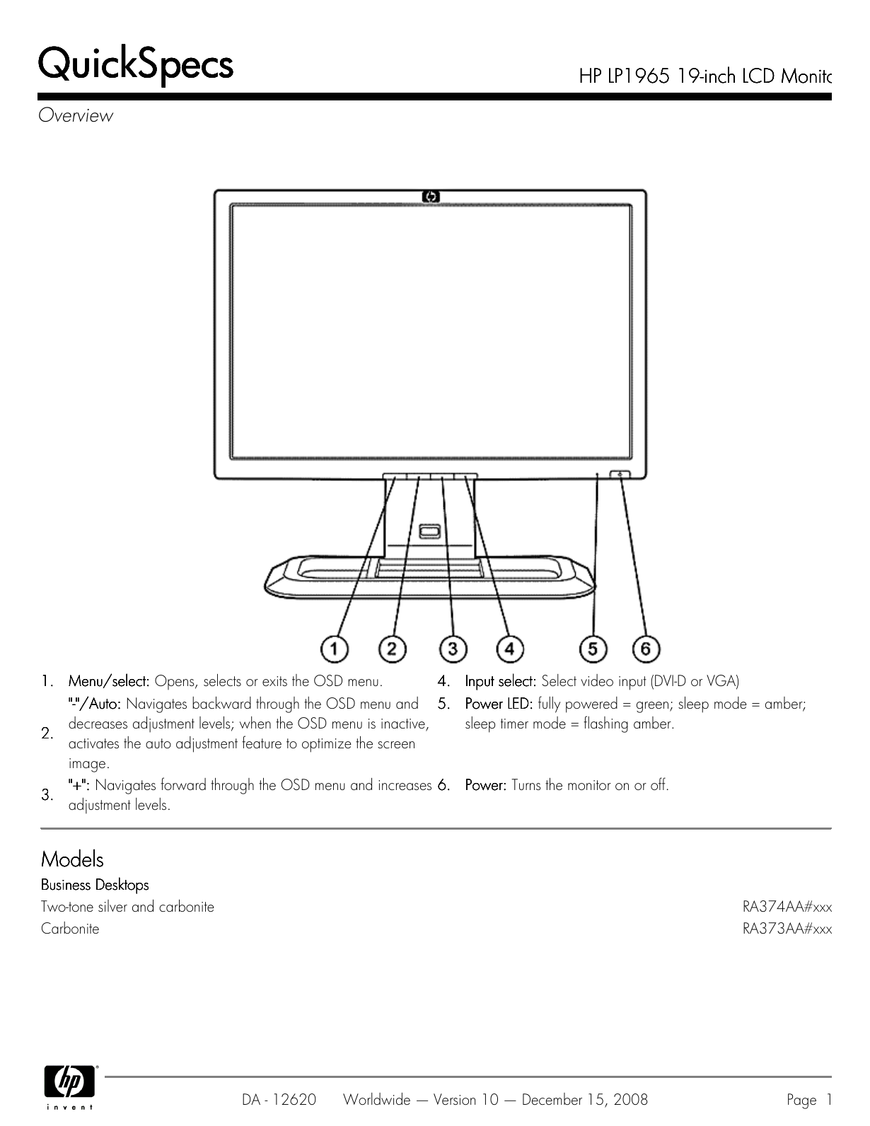 HP LP1965 User's Manual | Manualzz
