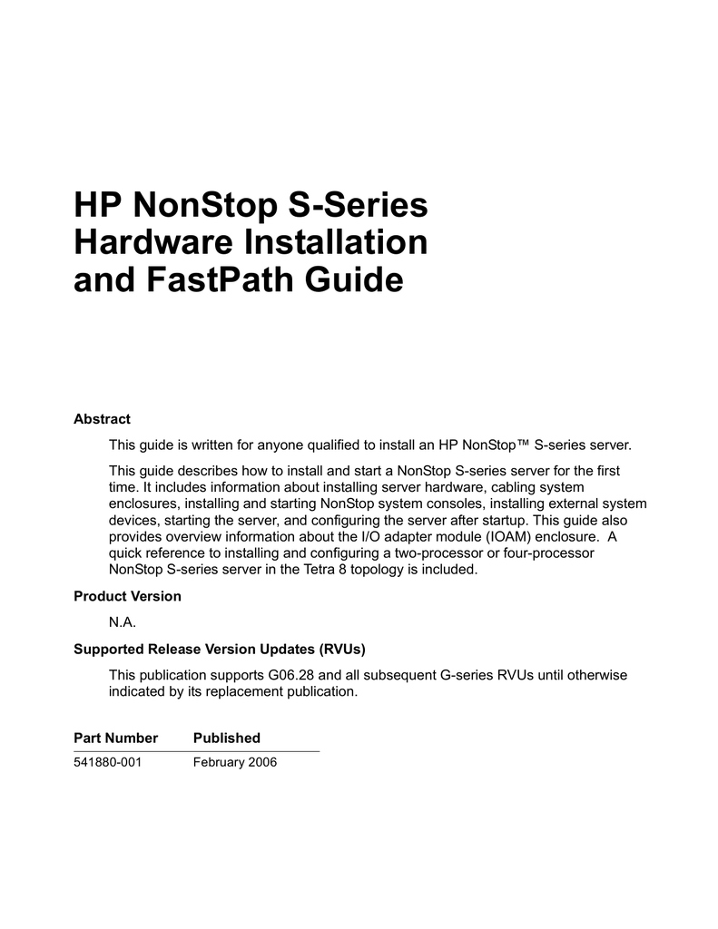 HP NonStop S User's Manual | manualzz.com