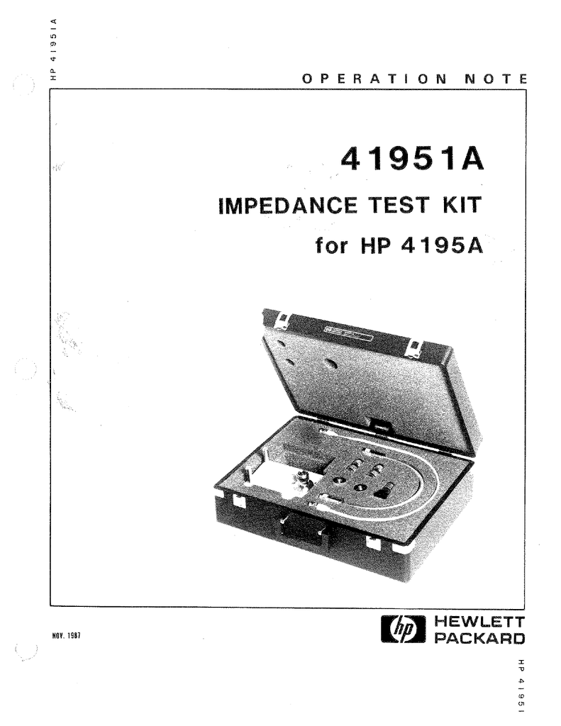 4195A Operation Manual Agilent HP Keysight 04195-90000 