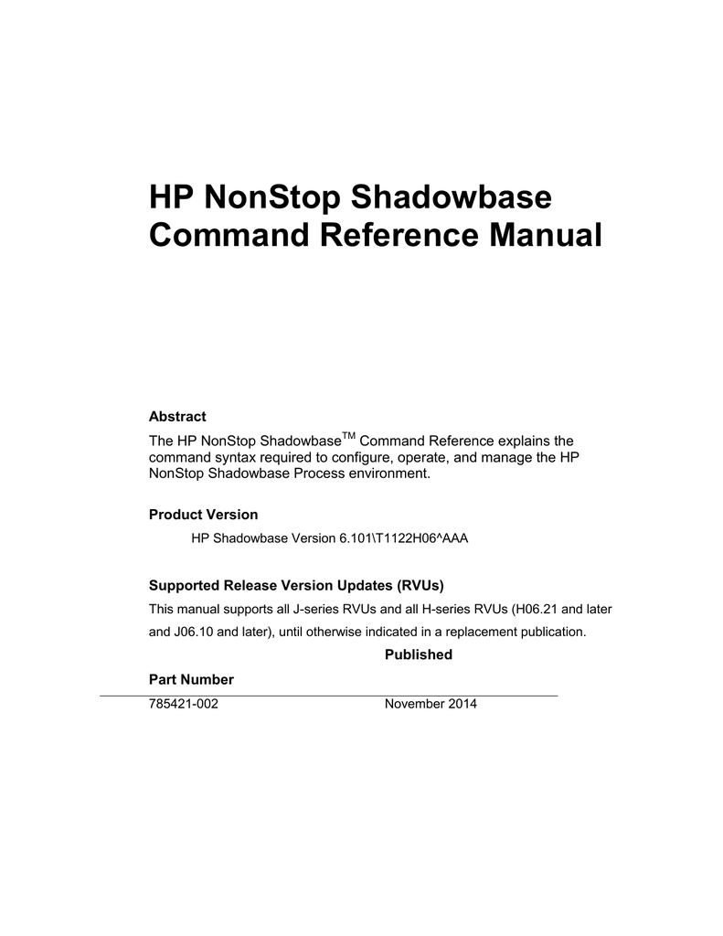 HP Integrity NonStop H-Series Command Reference Guide | manualzz.com