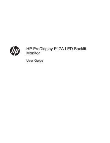 HP ProDisplay P17A 17-inch 5:4 LED Backlit Monitor User manual | Manualzz