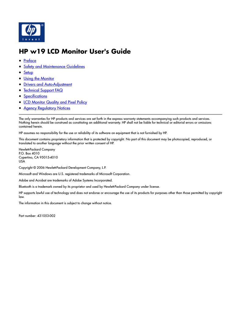 HP w19 User's Manual | Manualzz