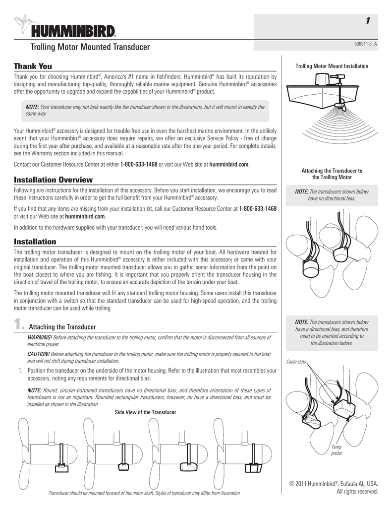 Humminbird Transducer Mounting Instructions