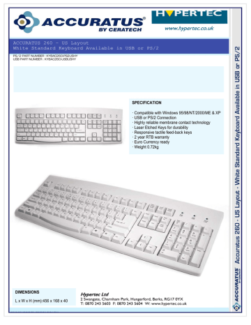 Hypertec Accuratus KYBAC260-PS2USHY User's Manual | Manualzz