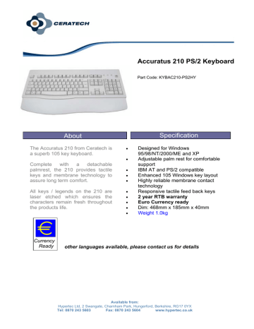 Hypertec KYBAC210-PS2HY User's Manual | Manualzz