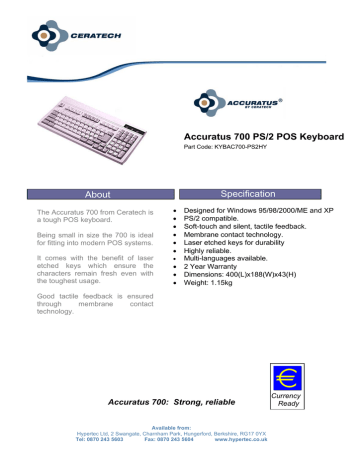 Hypertec KYBAC700-PS2HY User's Manual | Manualzz