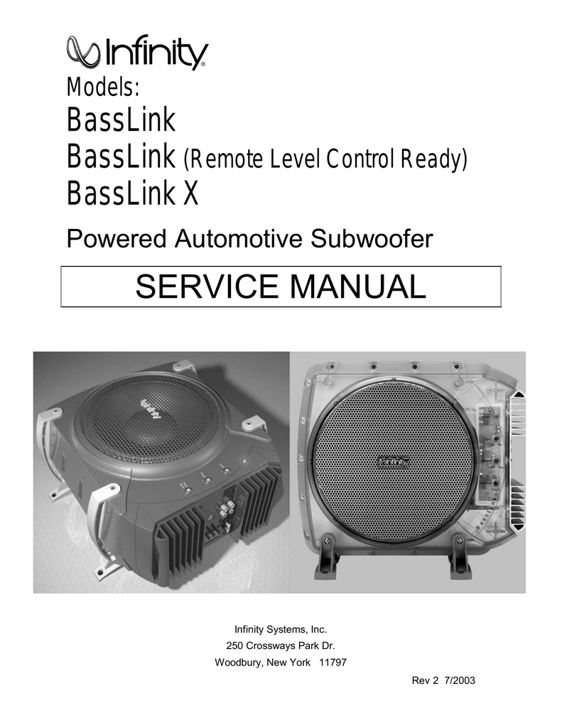 Infinity Basslink Basslink X Bass Link User S Manual Manualzz