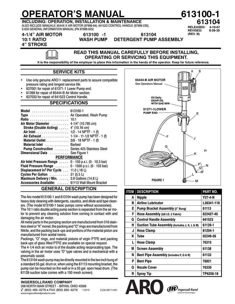 Ingersoll Rand 1100 Cfm Manual