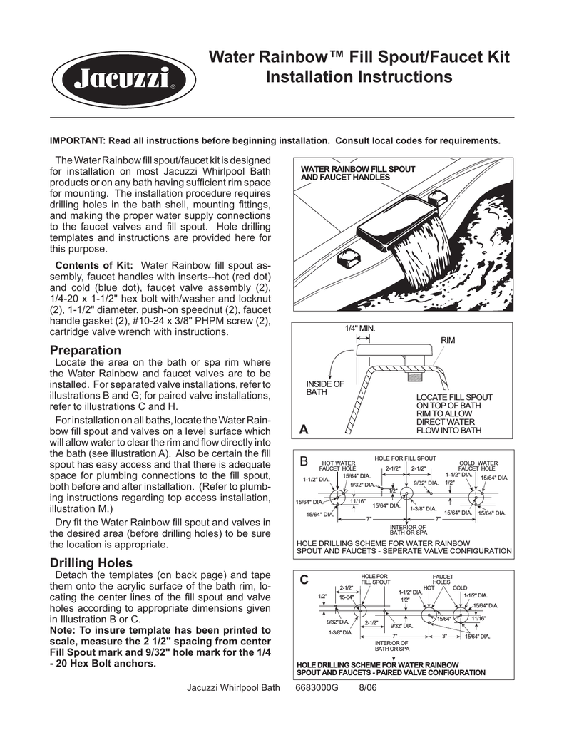 Jacuzzi Faucet Kit User S Manual Manualzz