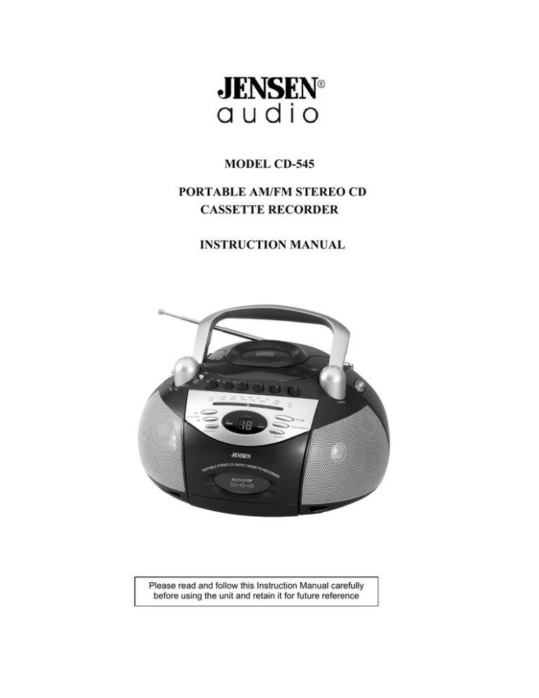Jensen CD545 User manual Manualzz