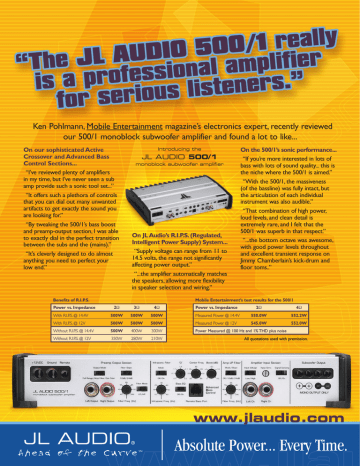 JL Audio 500/1 User manual | Manualzz