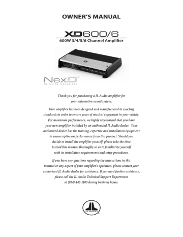 JL Audio XD600/6 User's Manual | Manualzz