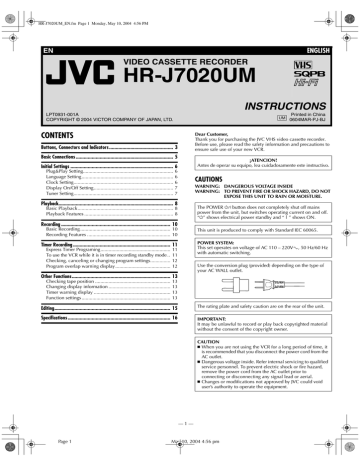 JVC HR-J7020UM User's Manual | Manualzz