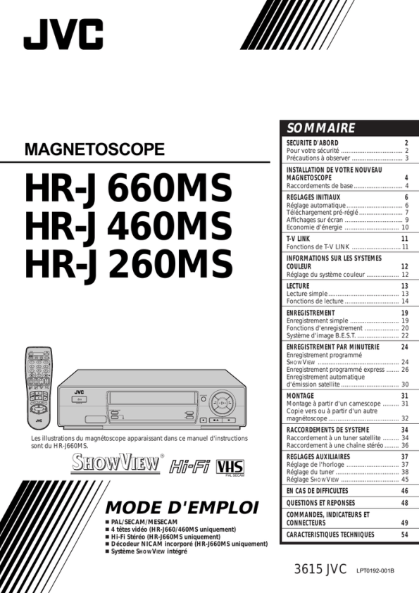 Magnétoscope jvc hr-660ms avec télécommande et mode à Épagny-Aisne