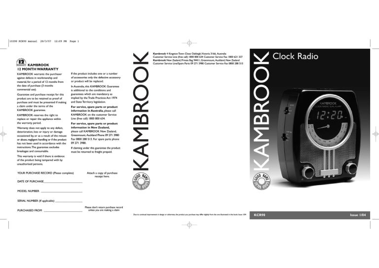 Kambrook KCR90 User manual Manualzz