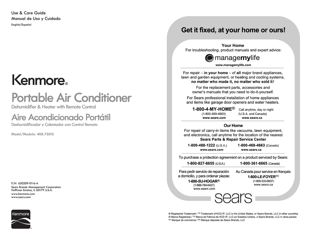 Kenmore Air Conditioner 408 72012 User S Manual Manualzz