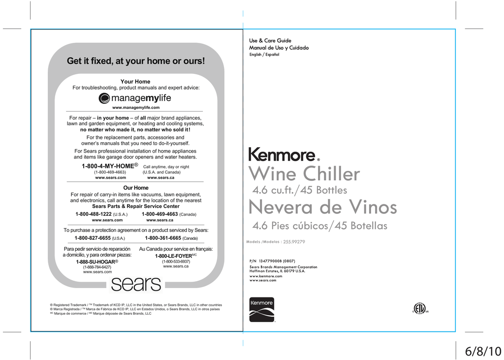 kenmore 45 bottle wine chiller