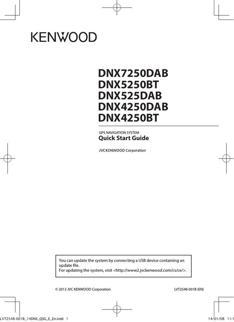 Kenwood Dnx 4250 Dab Dnx 525 Dab Dnx 7250 Dab Dnx 5250 Bt Dnx 4250 Bt Quick Start Guide Manualzz