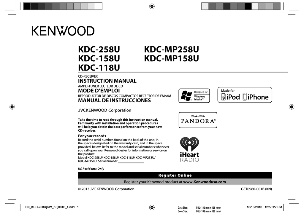 Wiring Diagram Kenwood Kdc 258U - Kenwood Kdc 348u Wiring Diagram