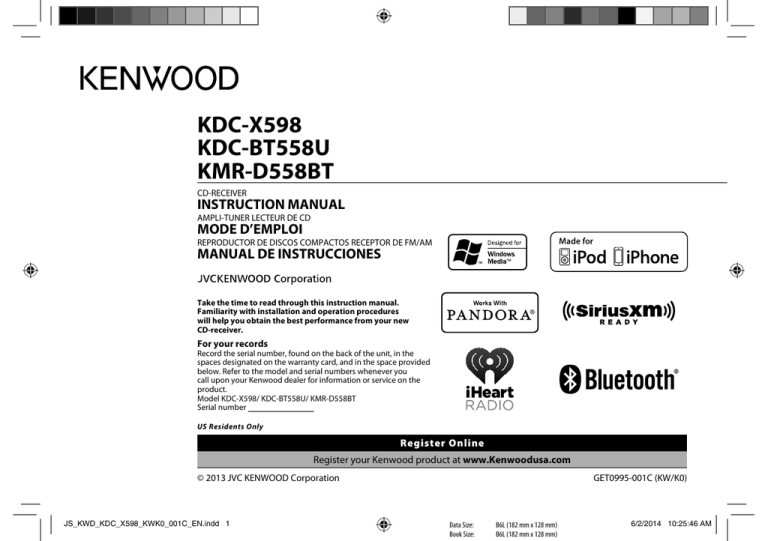 Kenwood Kdc Bt558u Operating Instructions Manualzz