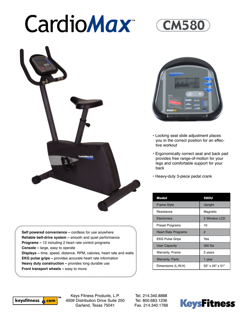 keys cardiomax 550r exercise bike