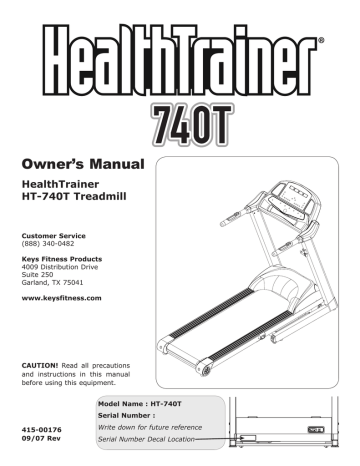 Keys Fitness HT-740T Owner's Manual | Manualzz