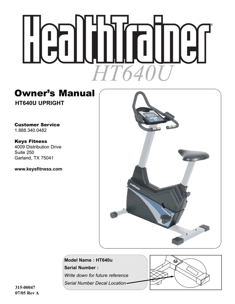 Keys Fitness HT640U User's Manual 