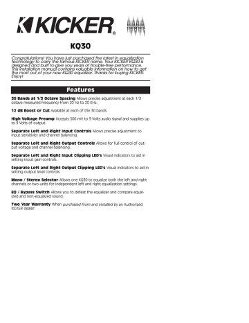 Kicker 2003 KQ30 Installation manual | Manualzz