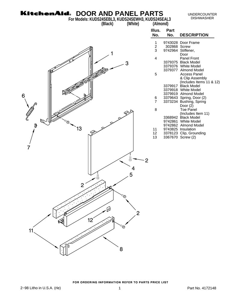 Kitchenaid Parts Dishwasher Manual Review Home Co