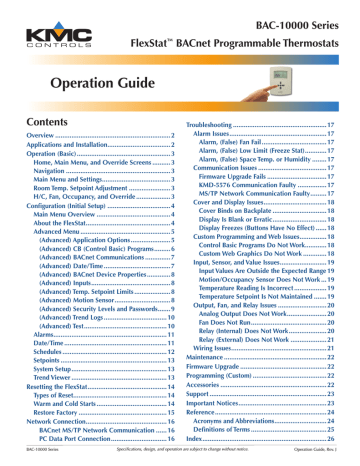 KMC FLEXSTATTM BAC-10000 Operation Guide | Manualzz