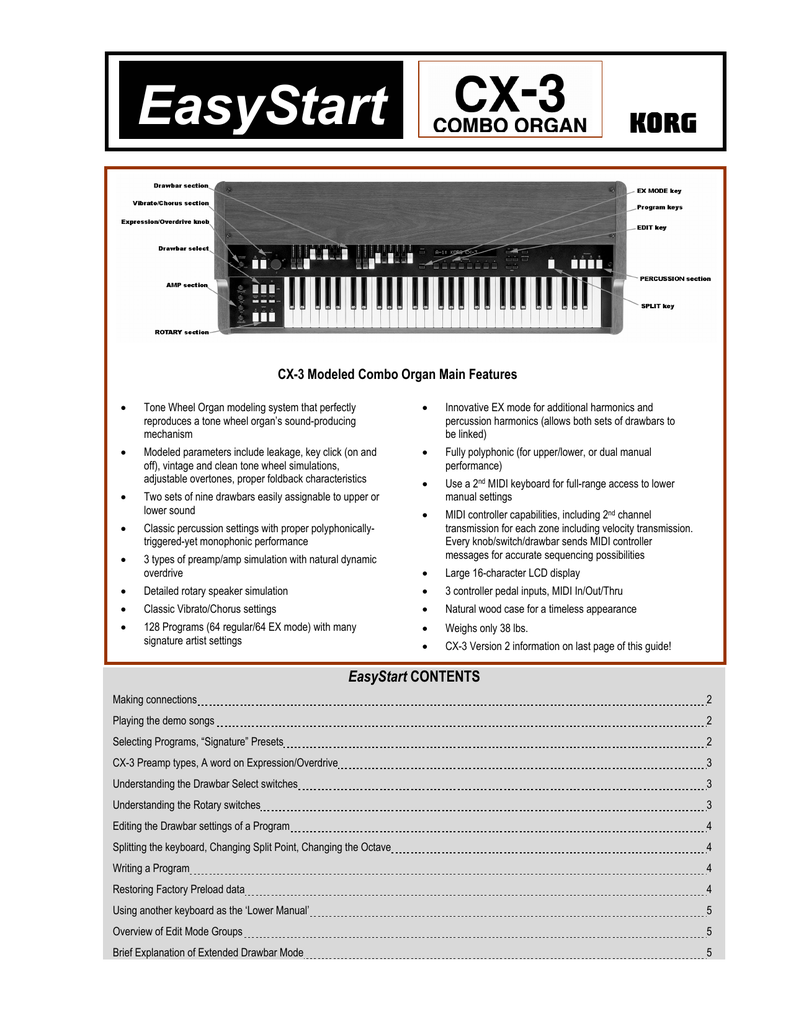 Korg Easystart Cx 3 User S Manual Manualzz