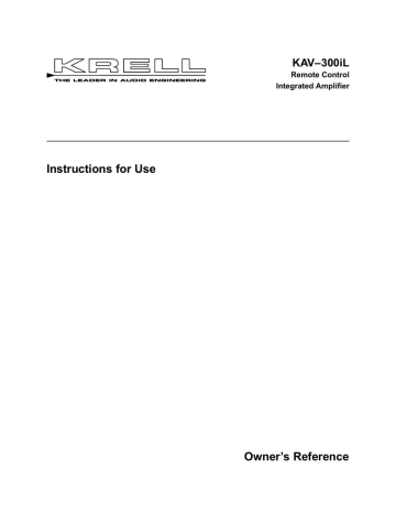 Krell Industries KAV-300IL User's Manual | Manualzz