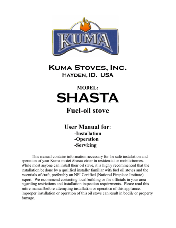 Kuma Stoves SHASTA User manual | Manualzz