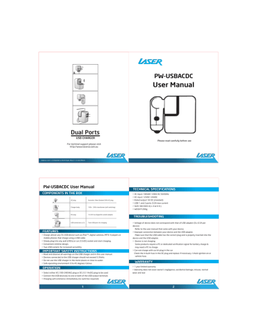 Laser USB CHARGER PW-USBACDC User manual | Manualzz