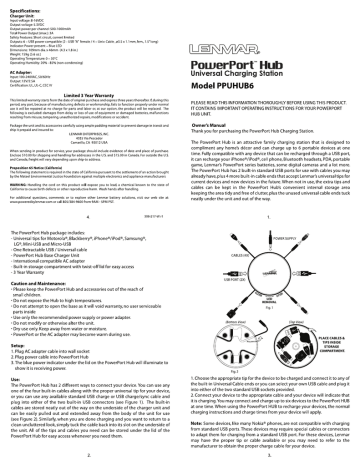 Lenmar Enterprises PPUHUB6 User's Manual | Manualzz