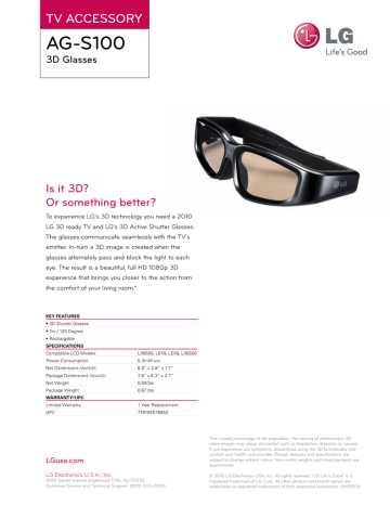 LG AG-S100 Accessories Catalogue | Manualzz