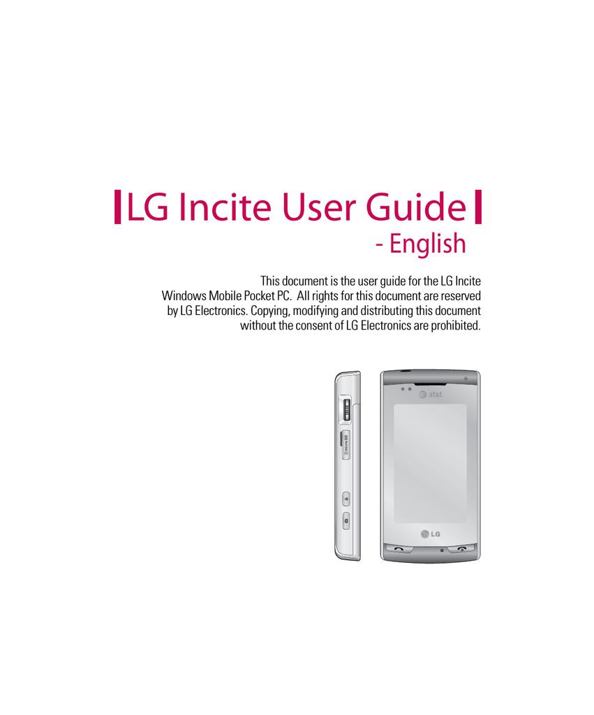 LG Incite Windows Mobile Pocket PC User's Manual | manualzz.com