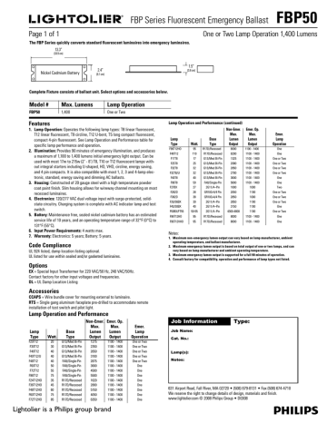 fbp50 fluorescent emergency ballast