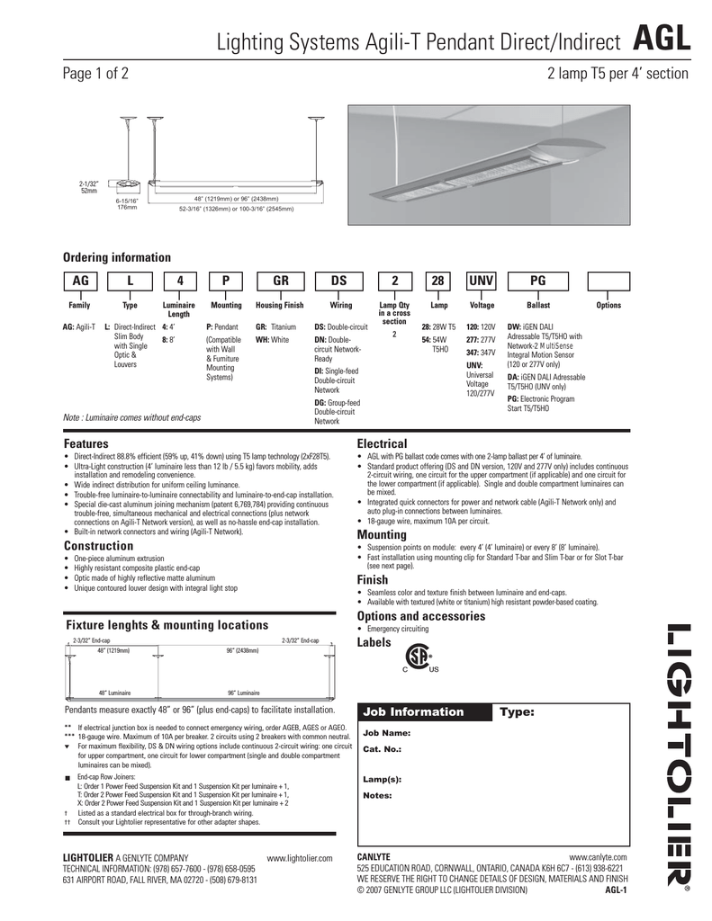 Lightolier Lighting Systems Agili T Pendant Direct Indirect Lightolier Lighting Systems Agili T Pendant Direct Indirect