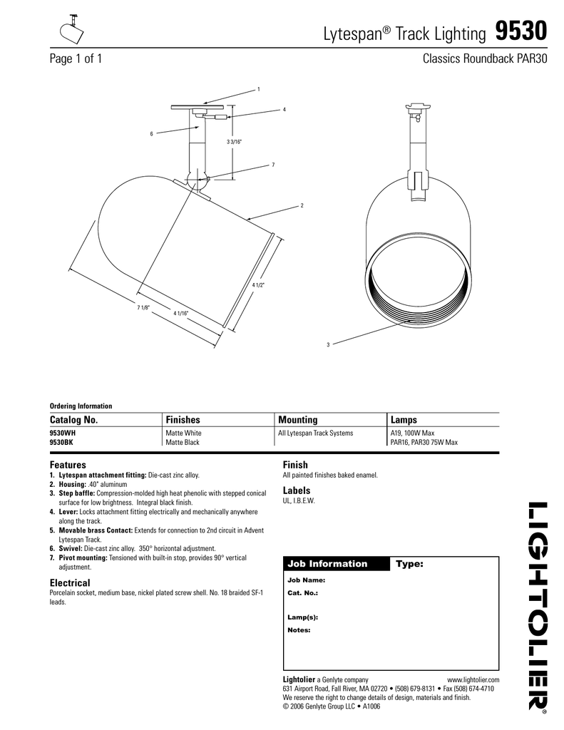 Lightolier Lytespan Track Lighting 9530 User S Manual Manualzz Lightolier Lytespan Track Lighting 9530