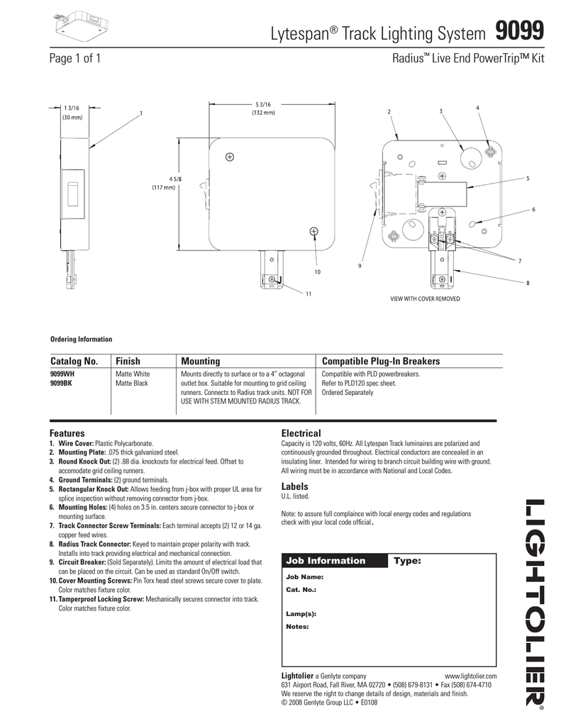 Lightolier Lytespan Track Lighting System 9099 User S Manual Lightolier Lytespan Track Lighting System 9099 User S Manual
