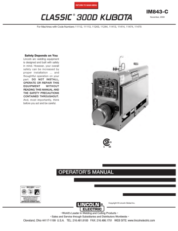 Lincoln Electric 300D User's Manual | Manualzz