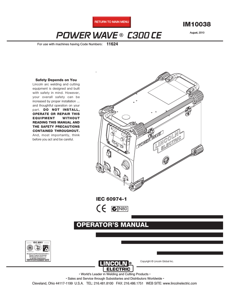 Lincoln Electric C300 User S Manual Manualzz