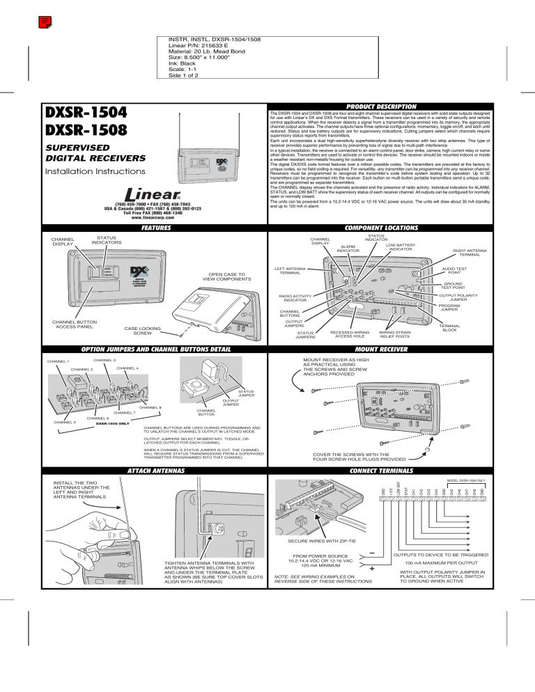 Linear DXSR-1504 User manual | Manualzz